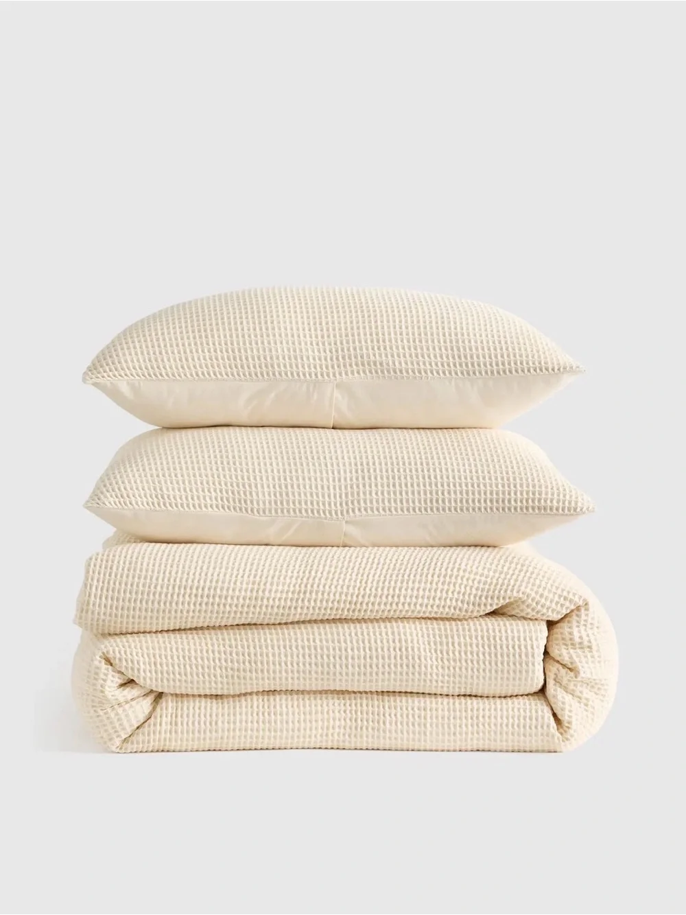 Quince Organic Waffle Duvet Cover Set in Undyed Queen 1110